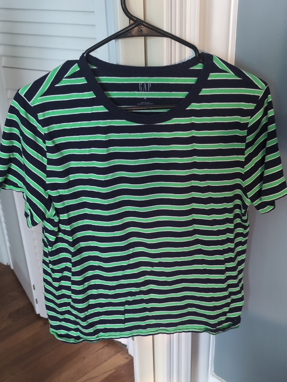 GAP Vintage Striped Short Sleeve Tee in Navy and Lime